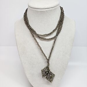 Heidi Daus Deco Trilogy Lariat Convertible Necklace Purple Crystals Rhinestones